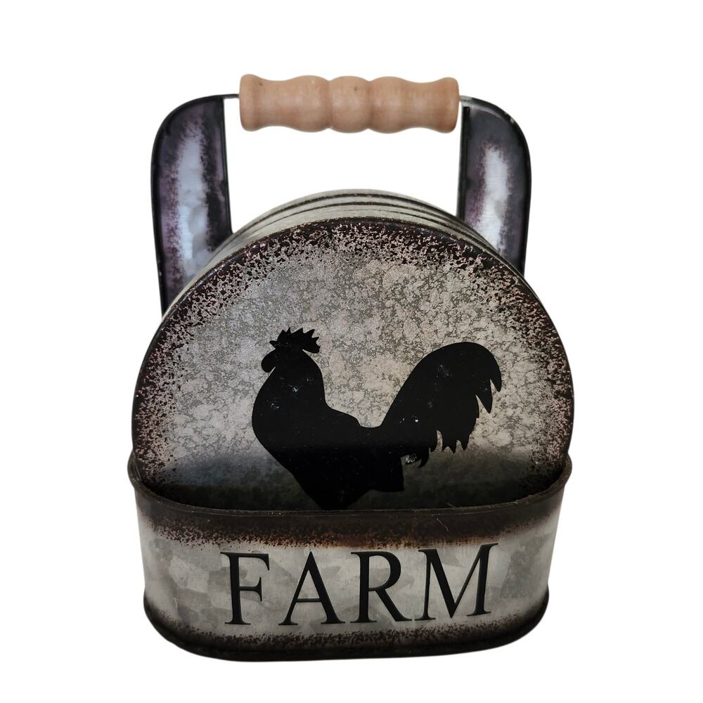 Ebros Gift Galvanized Metal Rustic Farm Animals Coaster Set Rooster Pig Cow Hen